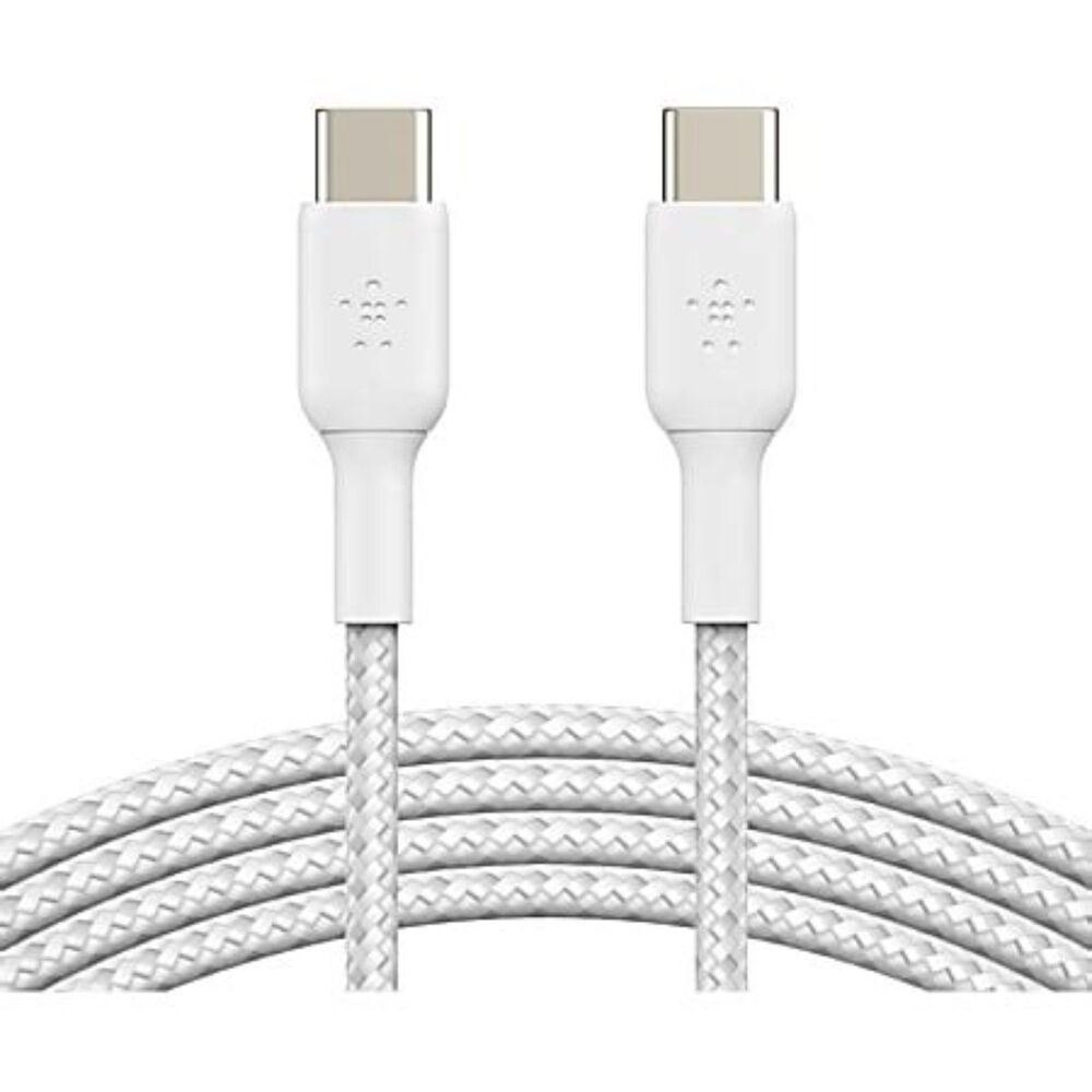 Braided USB-C To USB-C Cable, 1M/3.3ft, White